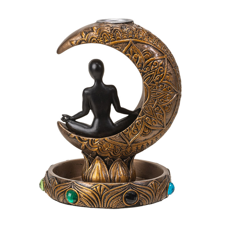Chakra Meditation Backflow Incense Burner with Crescent Moon