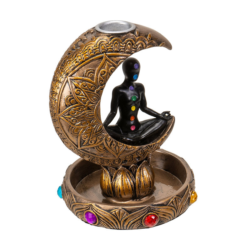 Chakra Meditation Backflow Incense Burner with Crescent Moon