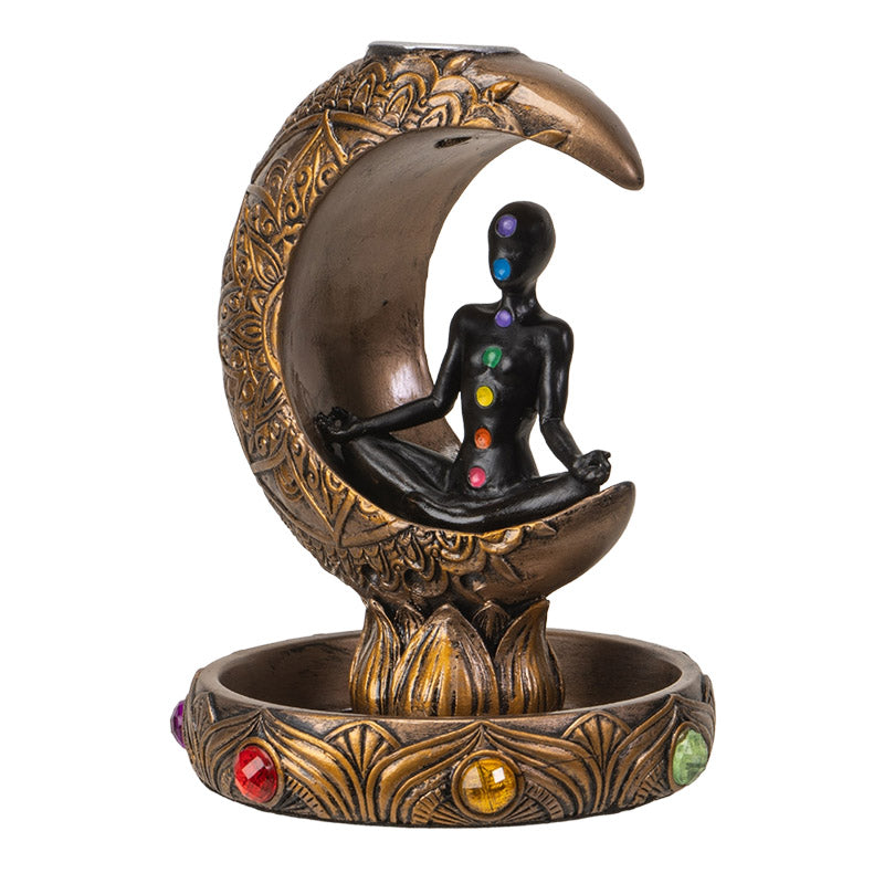 Chakra Meditation Backflow Incense Burner with Crescent Moon