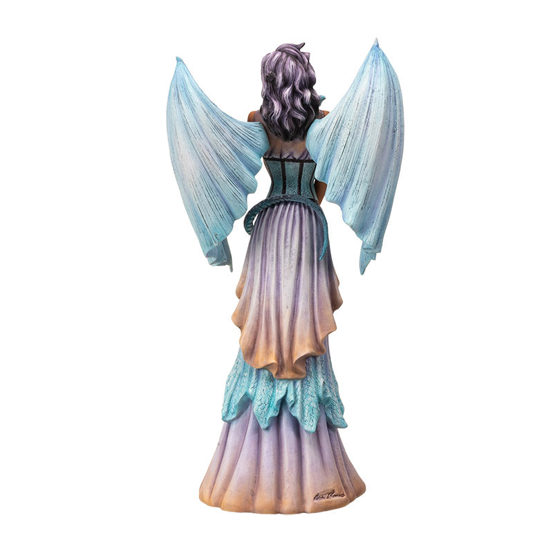 Large Dragon Keeper Fairy - Lavender & Aqua Winged Sculpture by Amy Brown