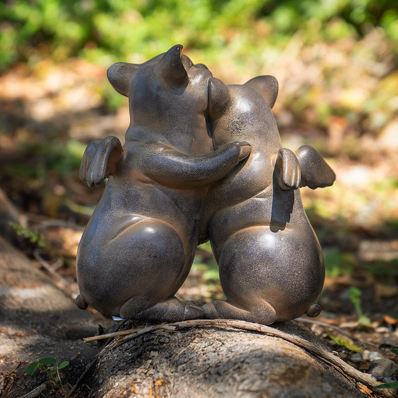 Flying Pig Couple Hugging Figurine