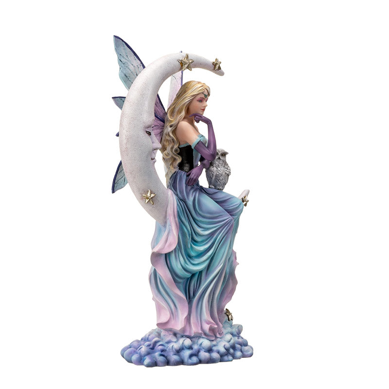 Ethereal Luna Fairy Figurine Spirit of The Moon with Owl