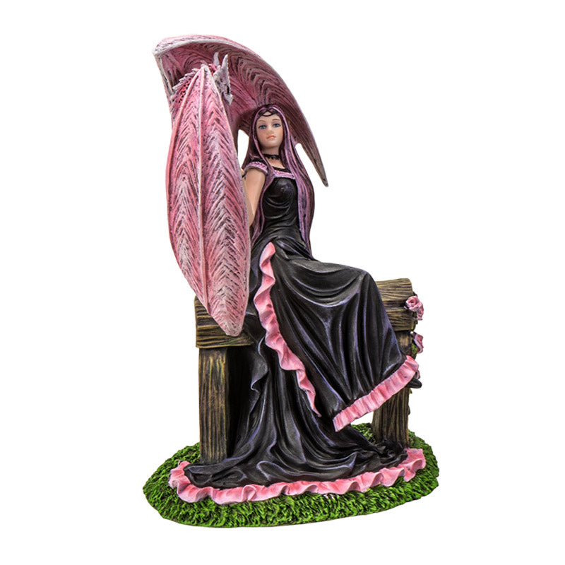 Elegant Sorceress Figurine with Pink Dragon by Anne Stokes