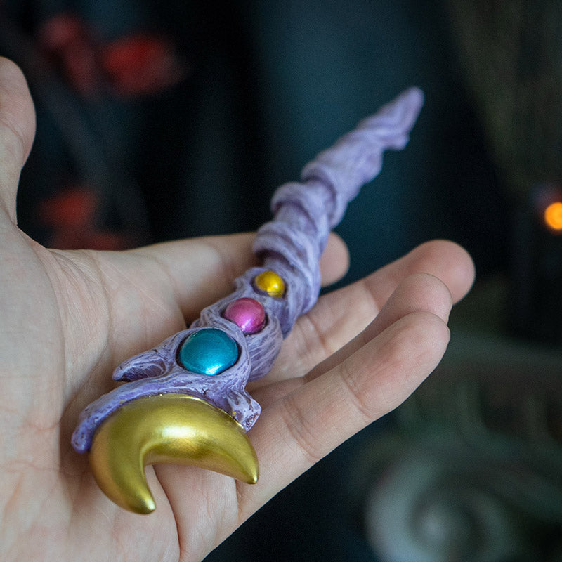 Crescent Moon Gemstone Magic Wand