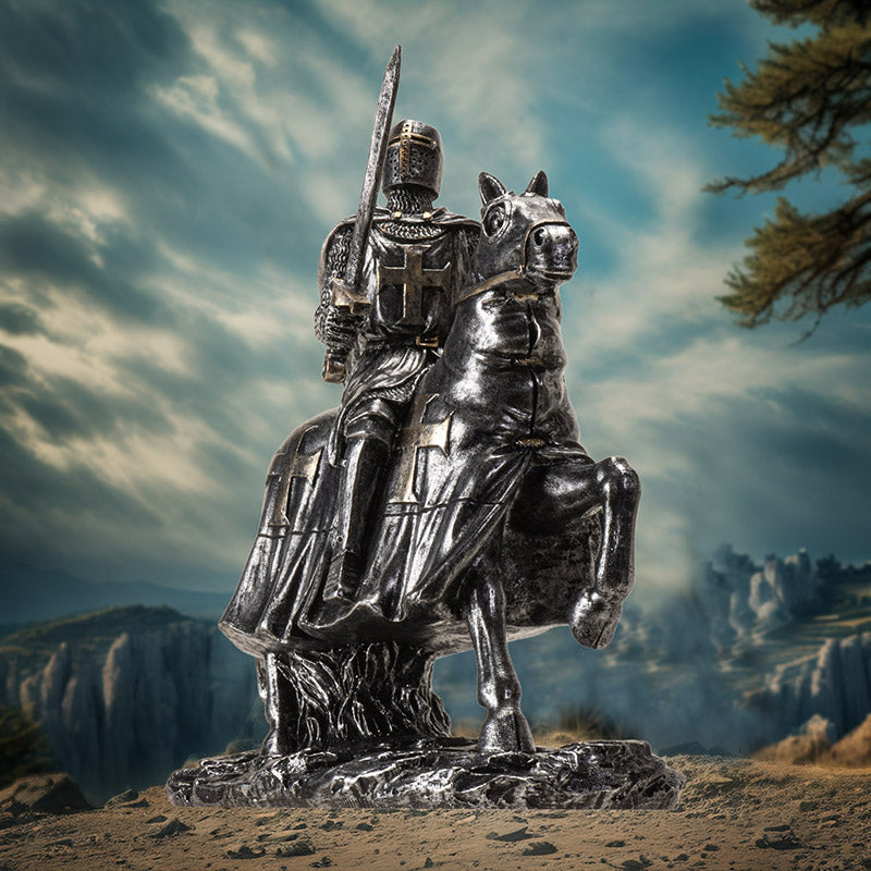 Medieval Knight on Horse with Armor Figurine