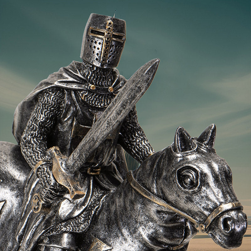 Medieval Knight on Horse with Armor Figurine