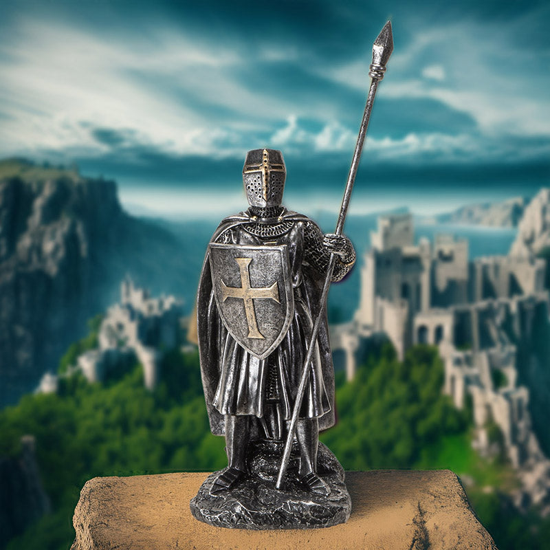 Medieval Knight Figurine with Spear and Shield