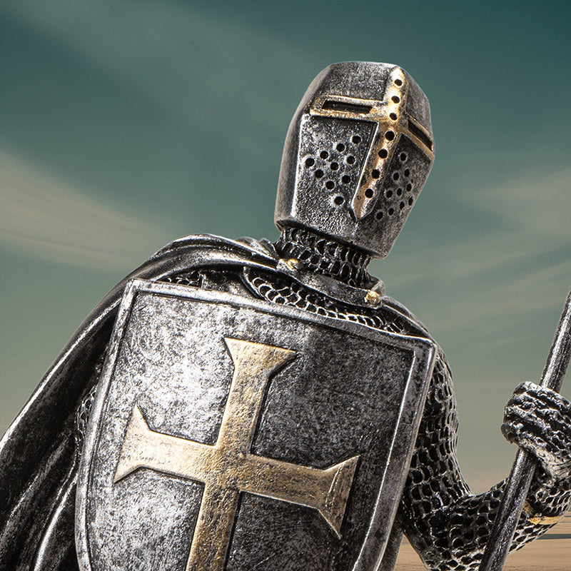 Medieval Knight Figurine with Spear and Shield