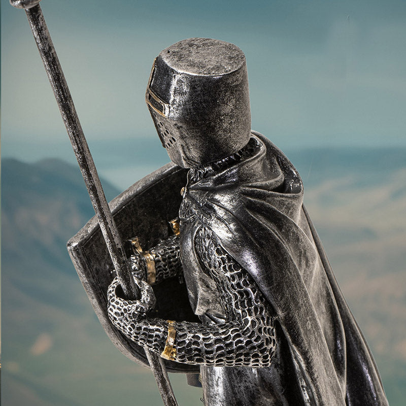 Medieval Knight Figurine with Spear and Shield