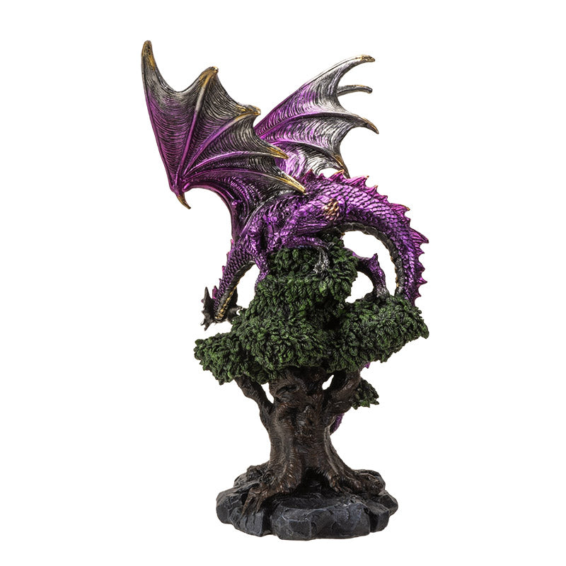 Purple Dragon Perched on Tree Statue