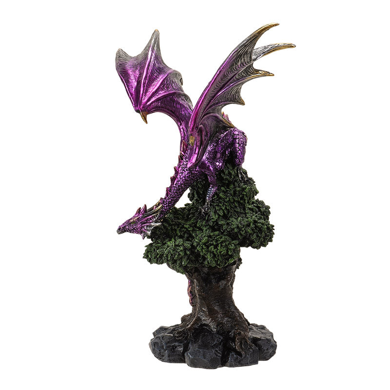 Purple Dragon Perched on Tree Statue