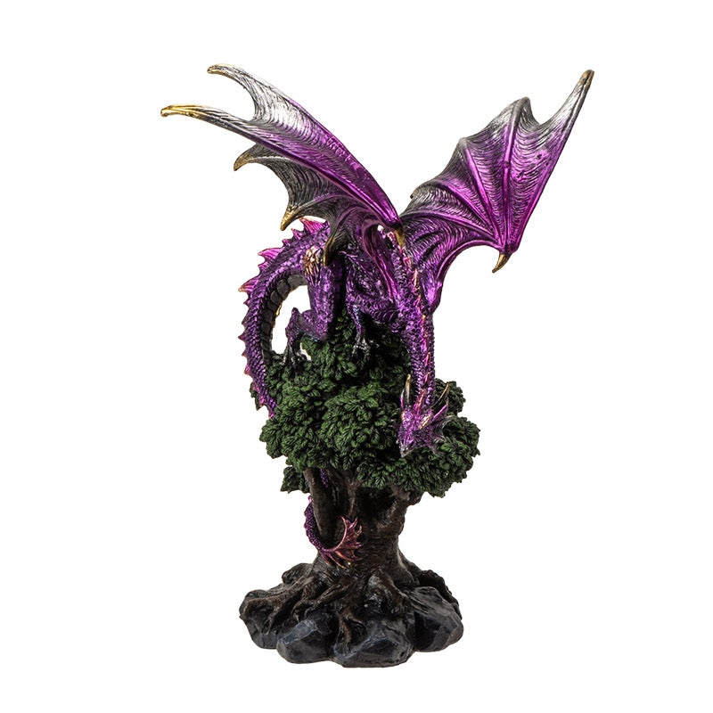 Purple Dragon Perched on Tree Statue