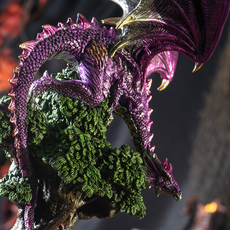 Purple Dragon Perched on Tree Statue