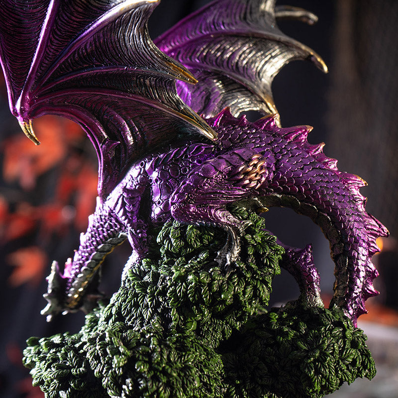 Purple Dragon Perched on Tree Statue