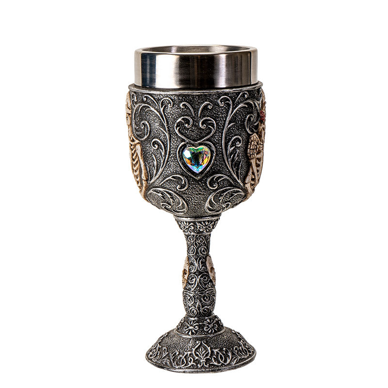 Skeleton Couple Wine Goblet with Stainless Steel