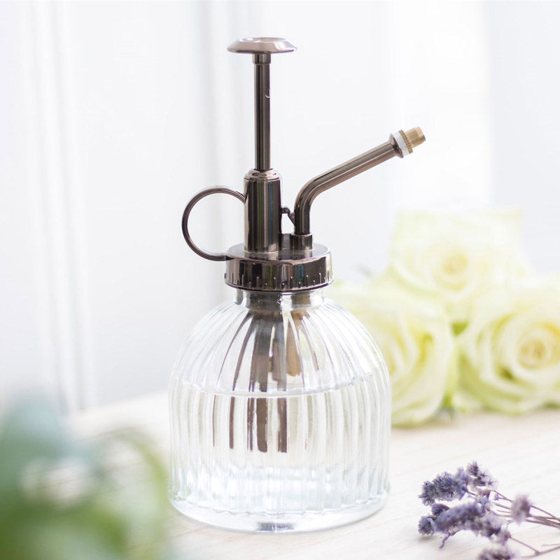 Glass Plant Mister with Lightweight Metal Pump Spray Bottle