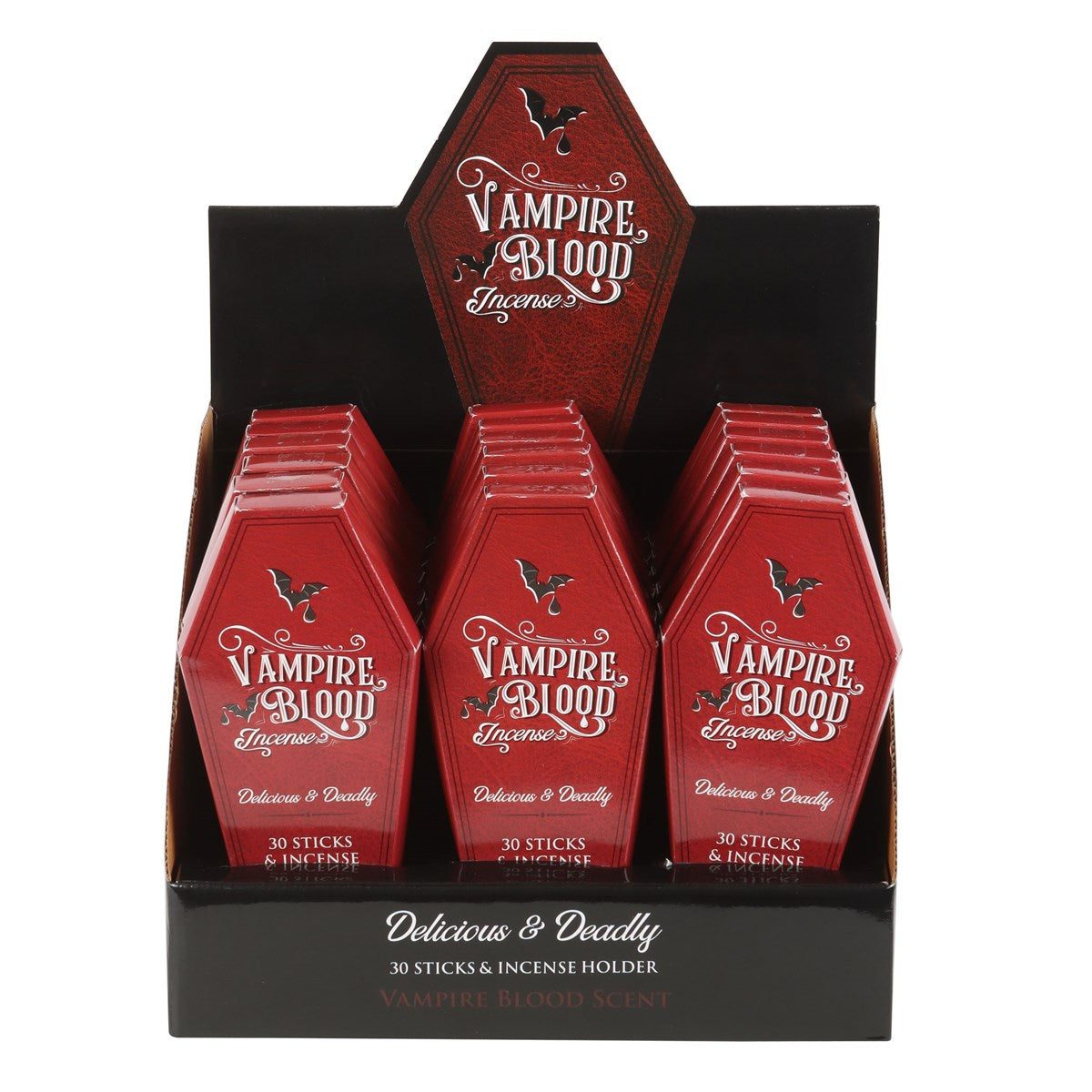 18PC Vampire Blood Coffin Incense Set with Display 540 Incense Sticks