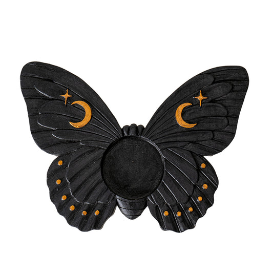 Black Moth Tealight Candleholder by Something Different UK