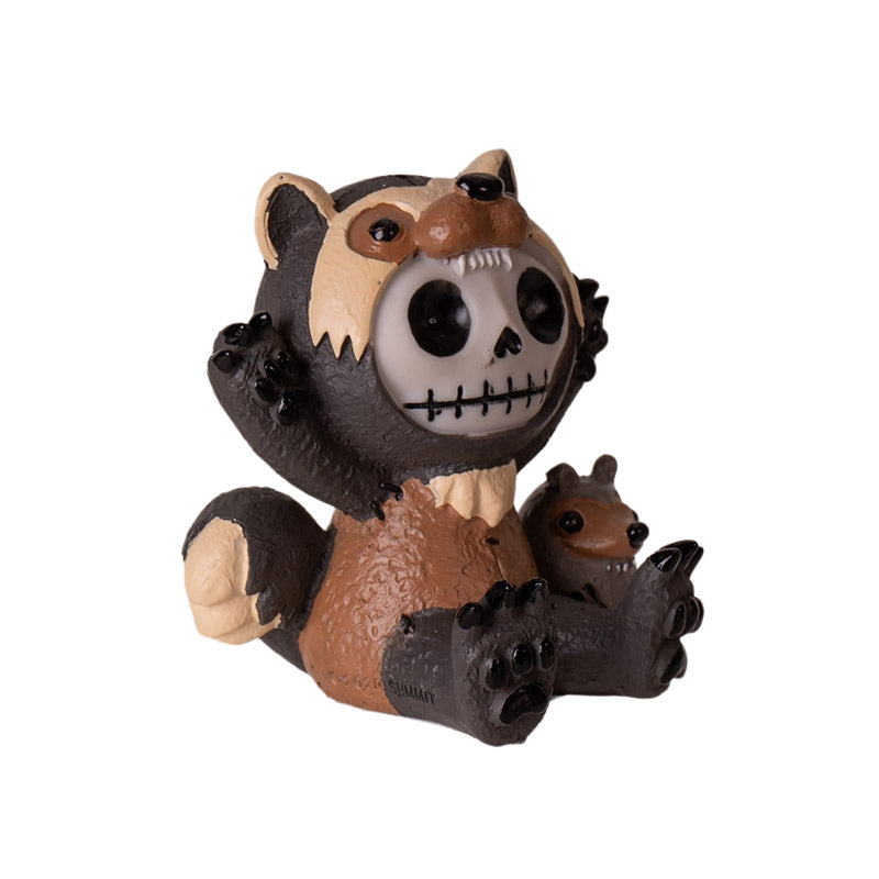 Hugh Furrybones in Raccoon Costume with Tiny Raccoon
