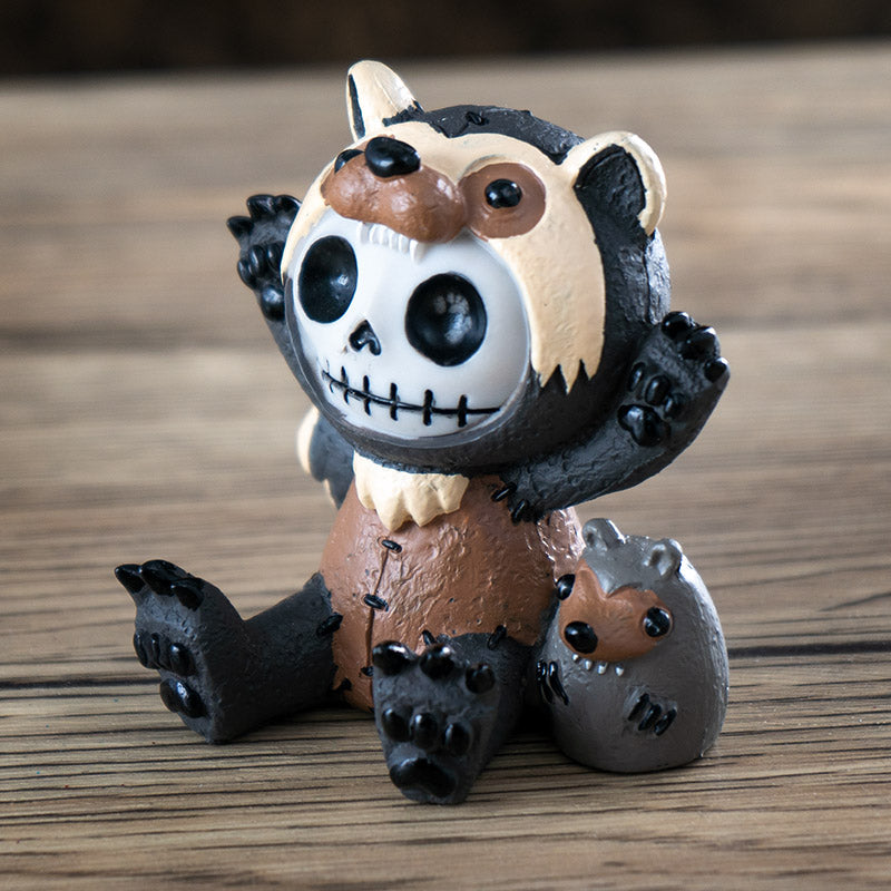 Hugh Furrybones in Raccoon Costume with Tiny Raccoon