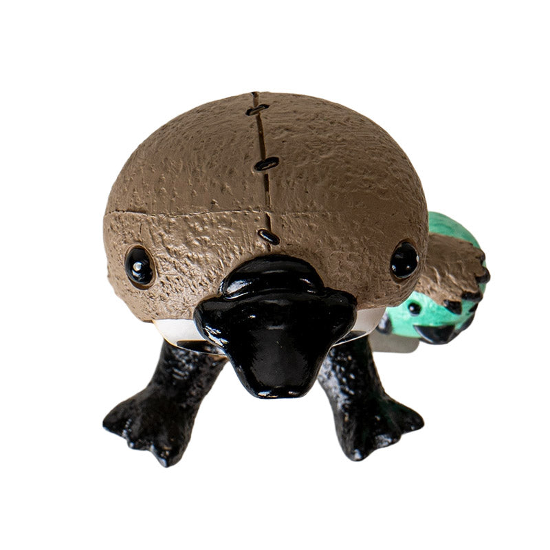 Platypus Bill Furrybones in Platypus Costume with Little Green Bird Friend