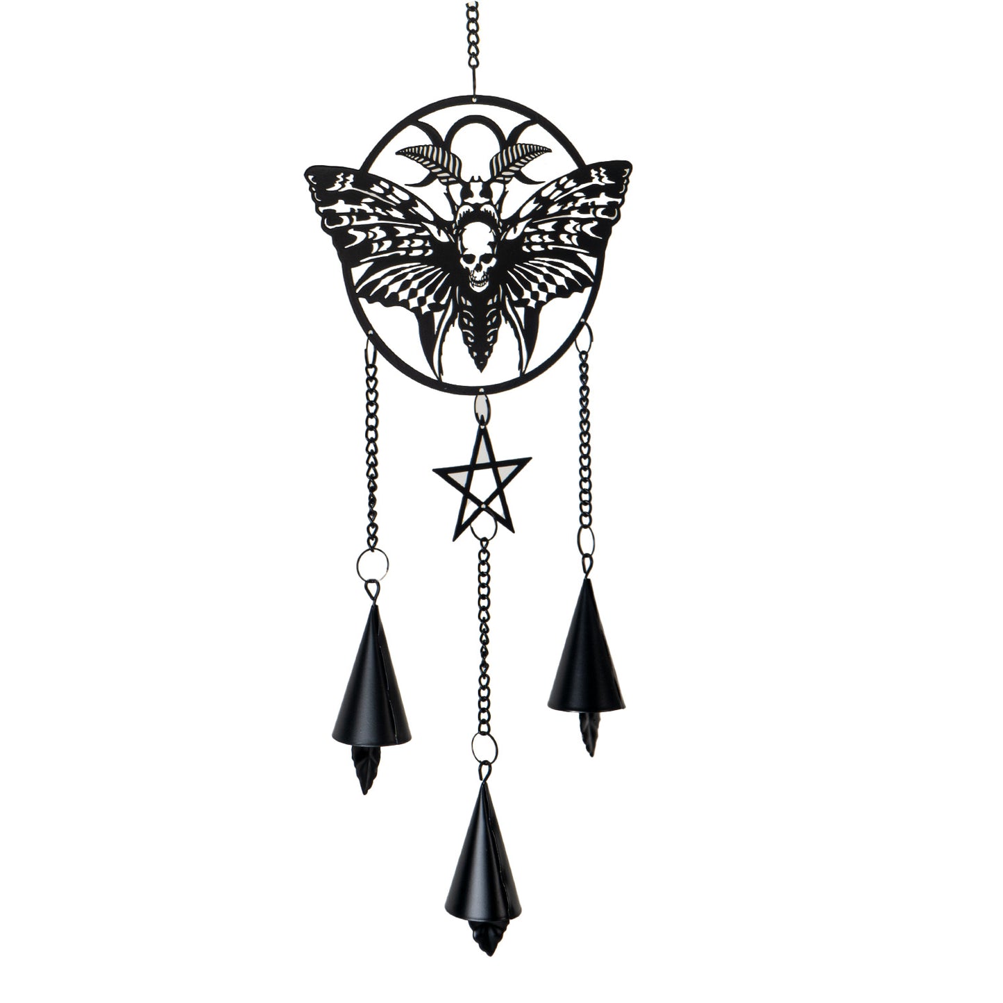 Death Head Moth Hanging Decoration by Alchemy England with Gothic Skull and Pentacle Design