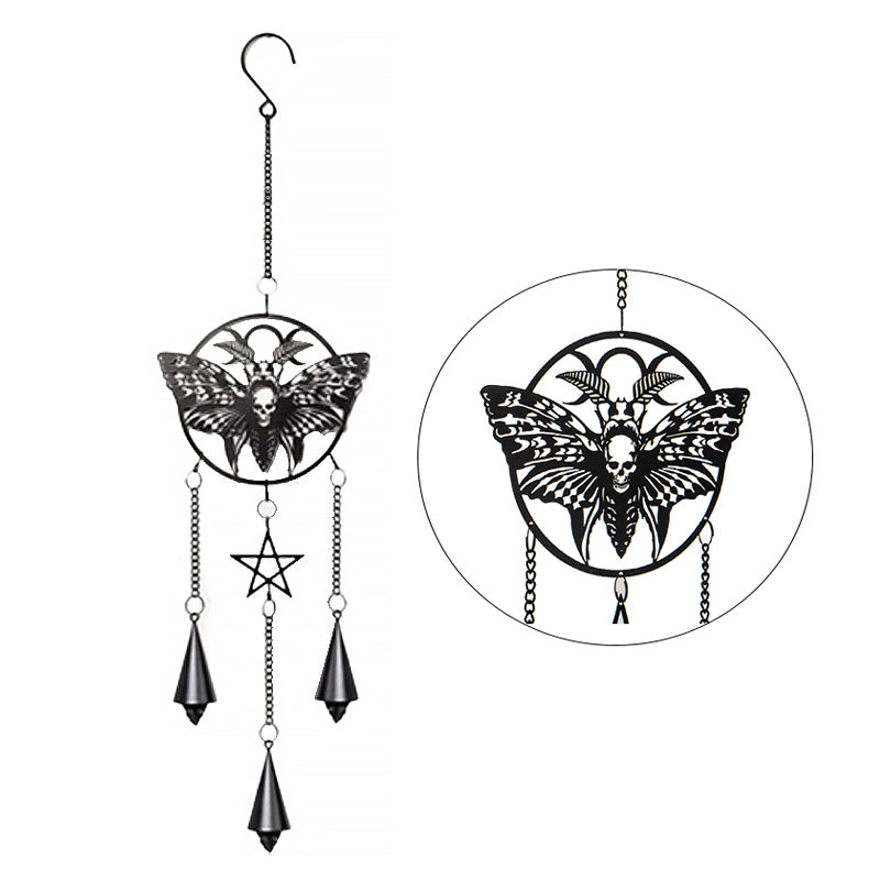 Death Head Moth Hanging Decoration by Alchemy England with Gothic Skull and Pentacle Design
