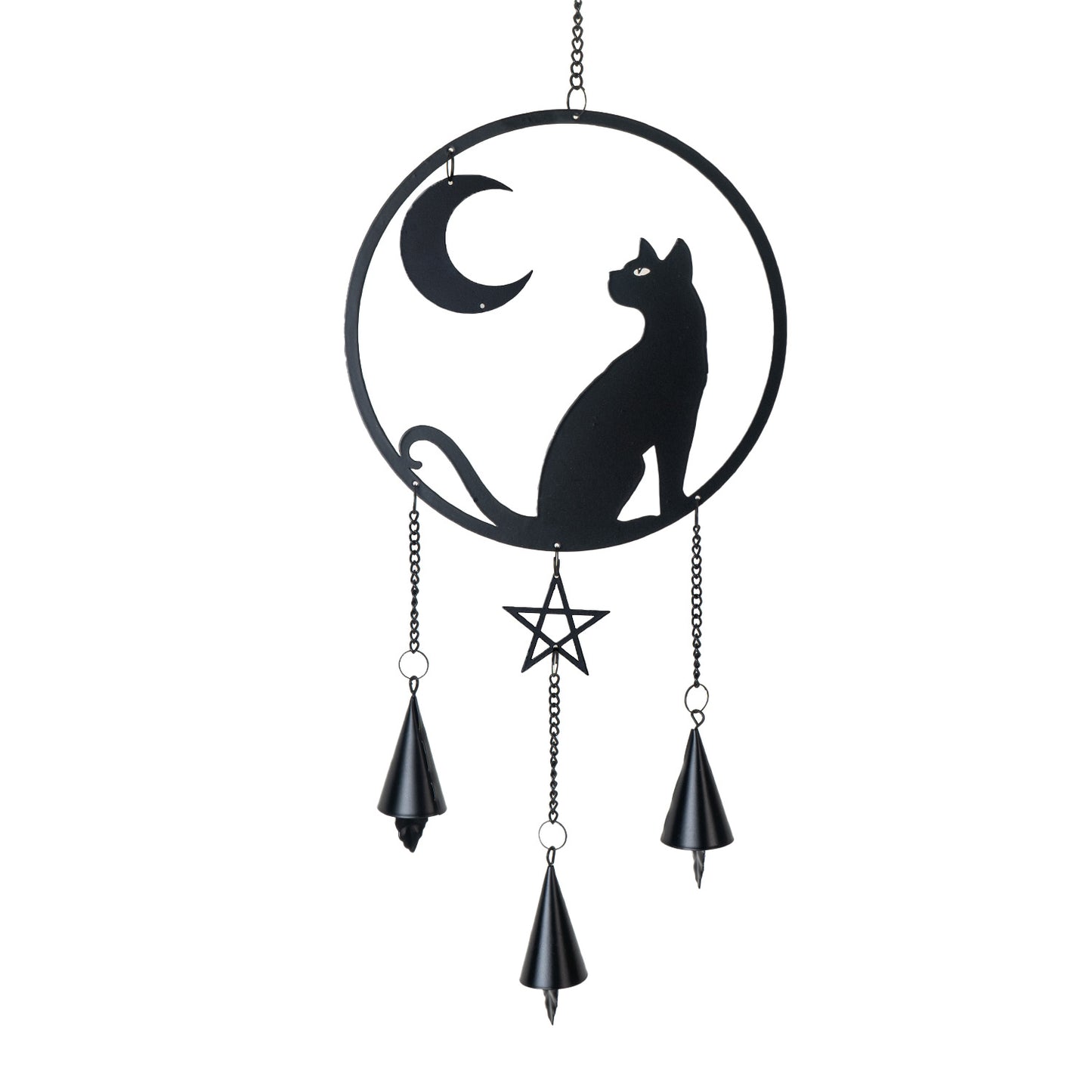 Moon Grazer Hanging Decoration by Alchemy England with Crescent Moon and Black Cat Design