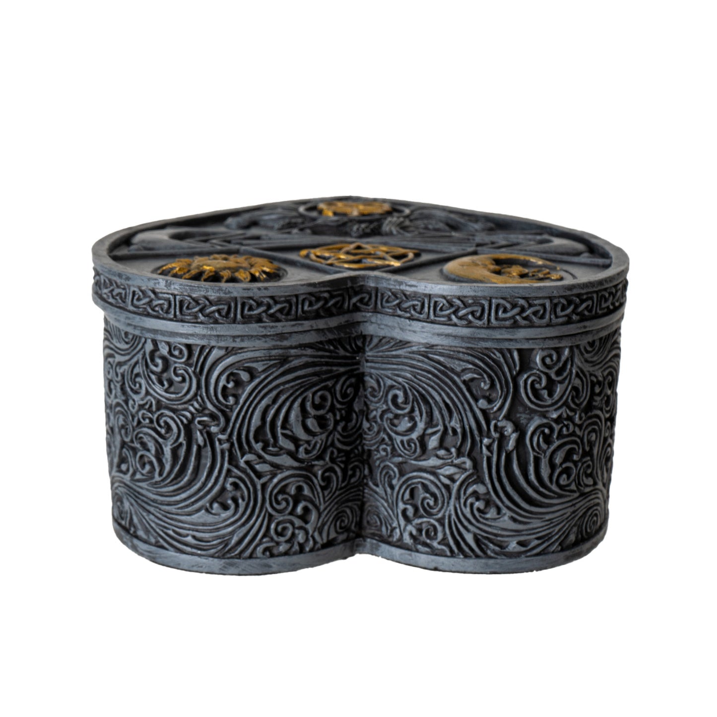 Baphomet Heart Box with Sun Moon and Pentagram Symbols