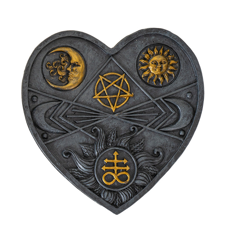 Baphomet Heart Box with Sun Moon and Pentagram Symbols