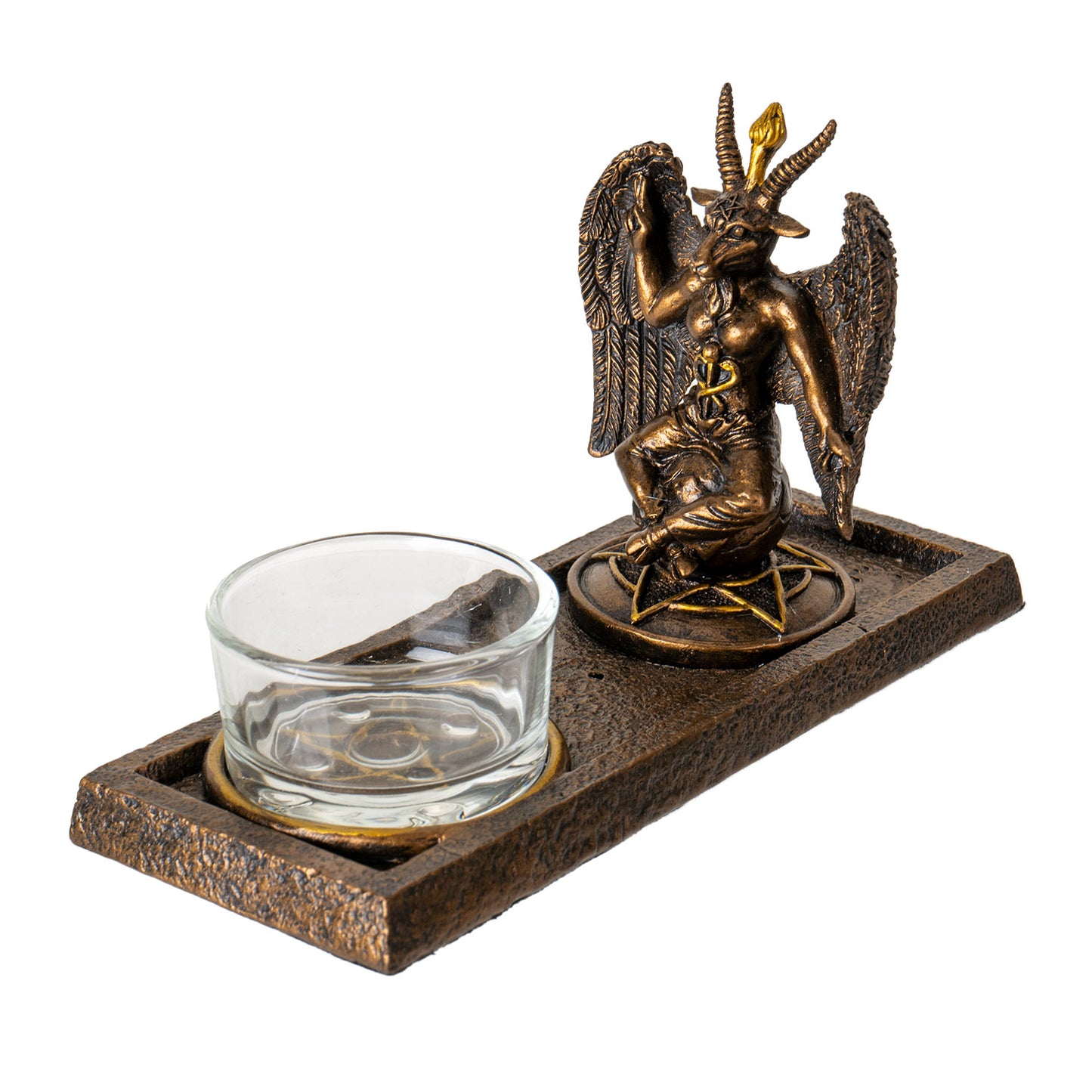 Baphomet Votive Candle Holder Gothic Decor with Winged Baphomet Figurine