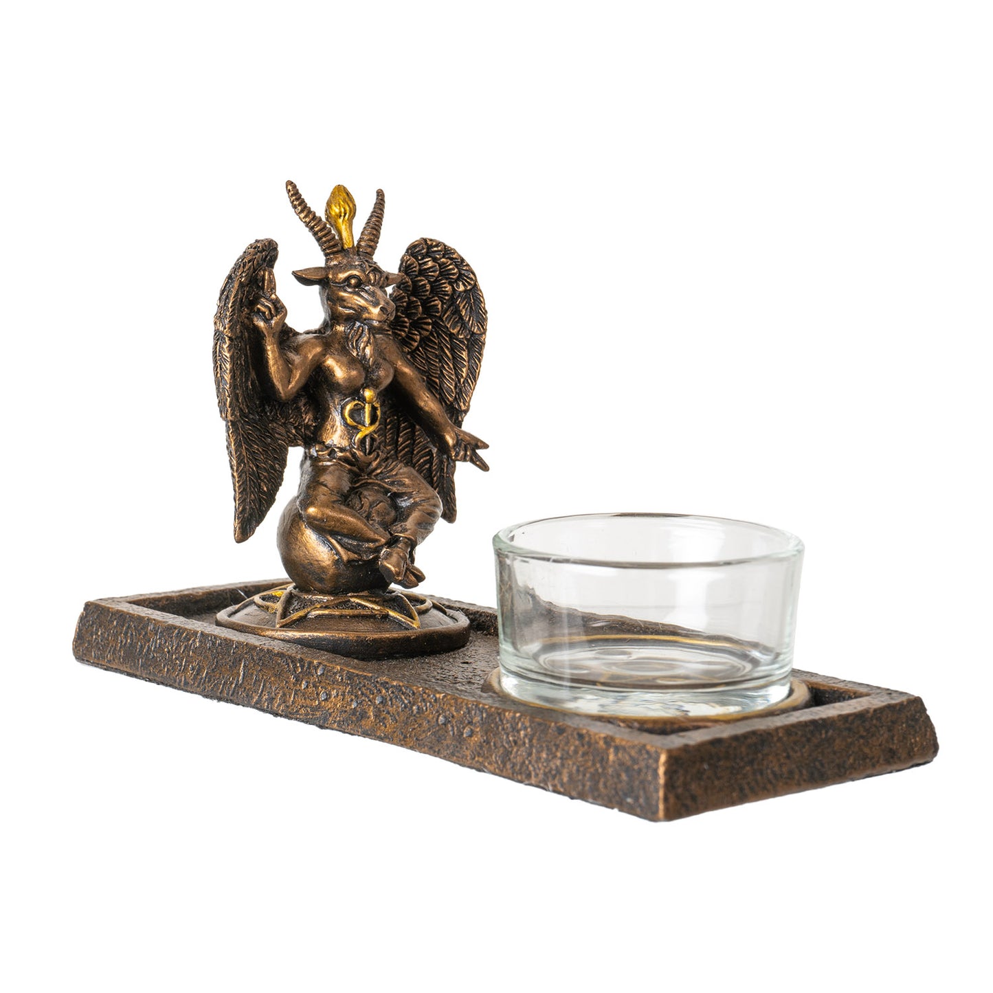 Baphomet Votive Candle Holder Gothic Decor with Winged Baphomet Figurine