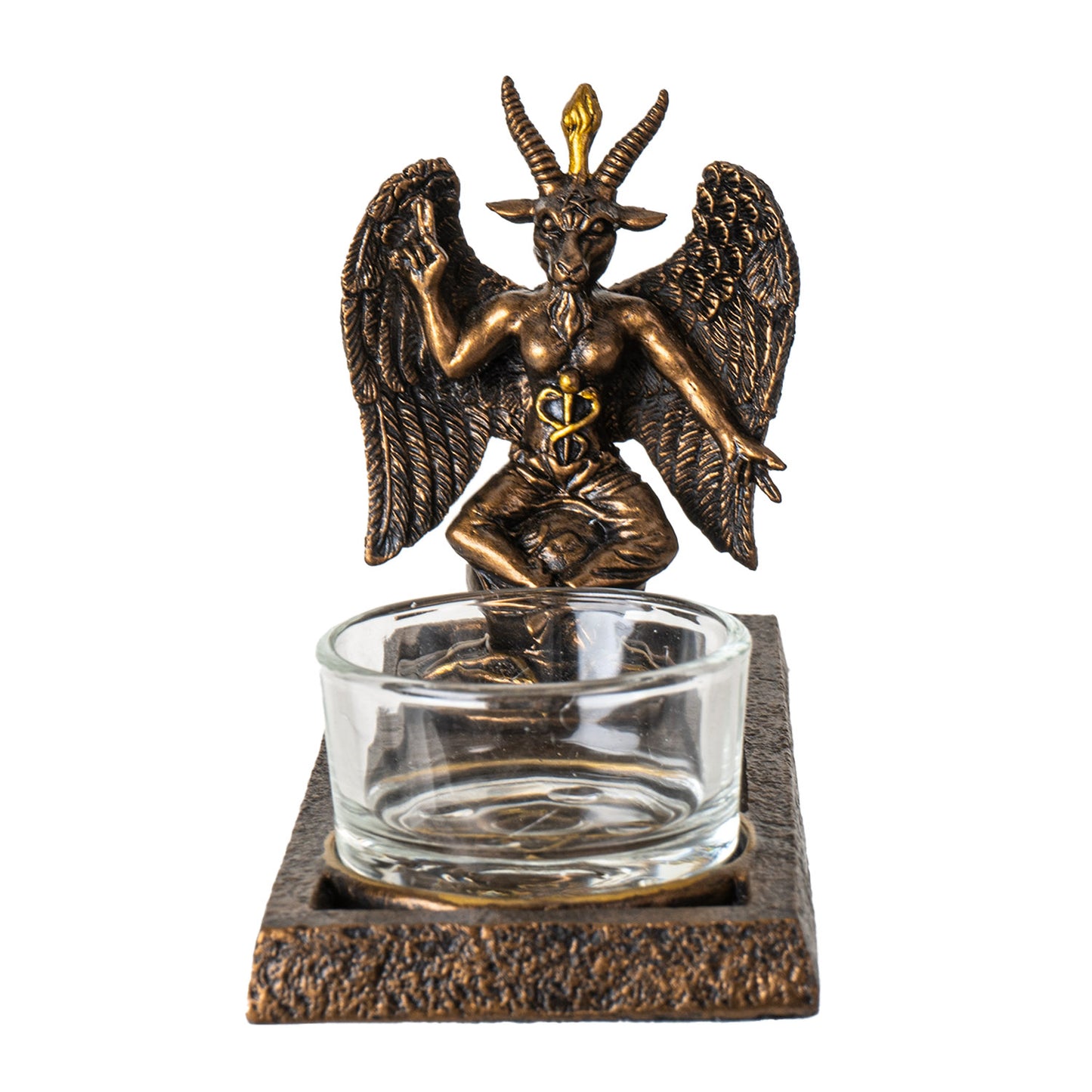 Baphomet Votive Candle Holder Gothic Decor with Winged Baphomet Figurine