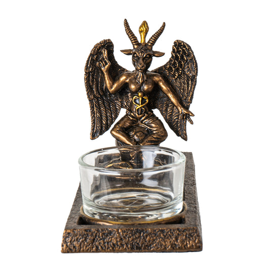 Baphomet Votive Candle Holder Gothic Decor with Winged Baphomet Figurine