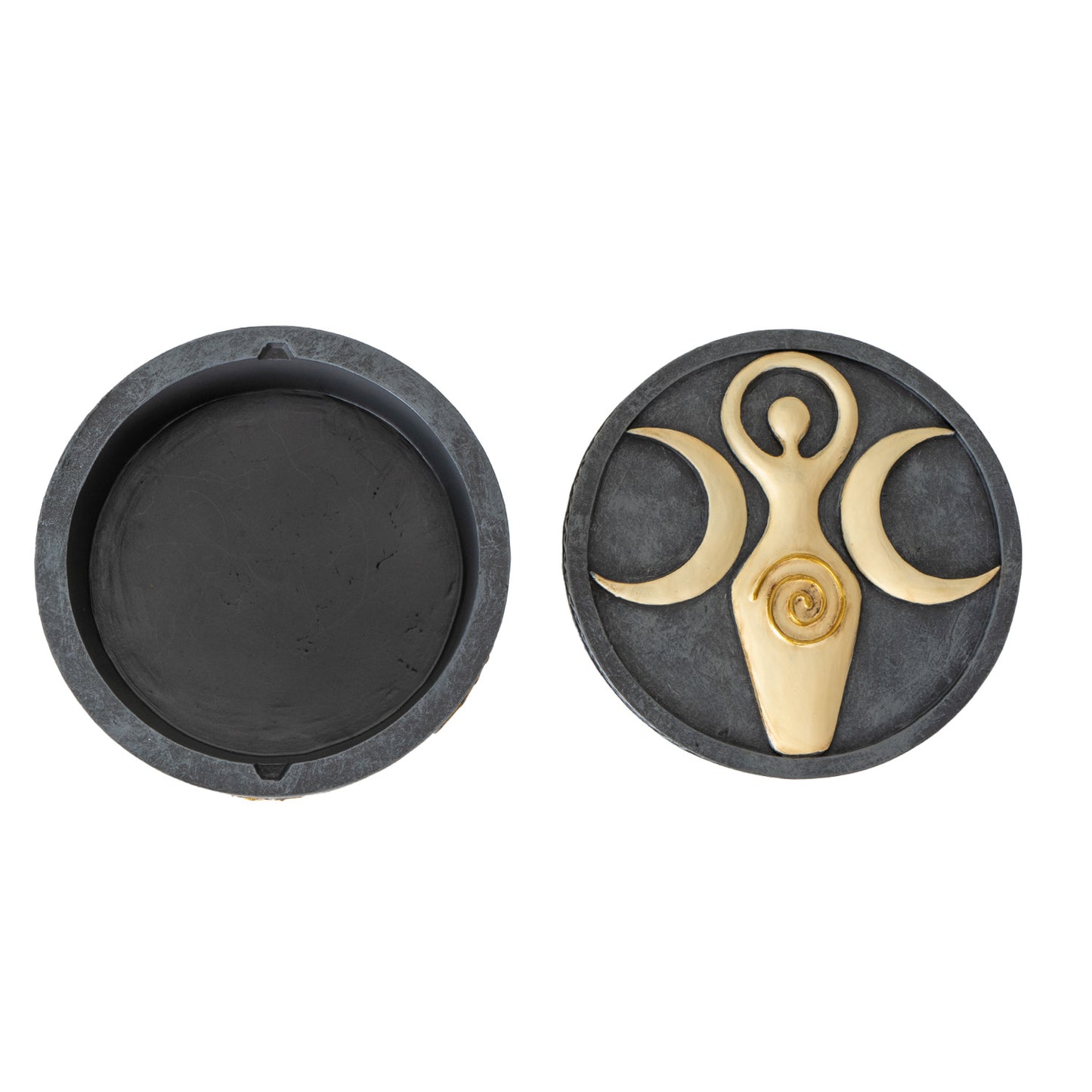 Spiral Goddess Round Box with Triple Moon Symbol