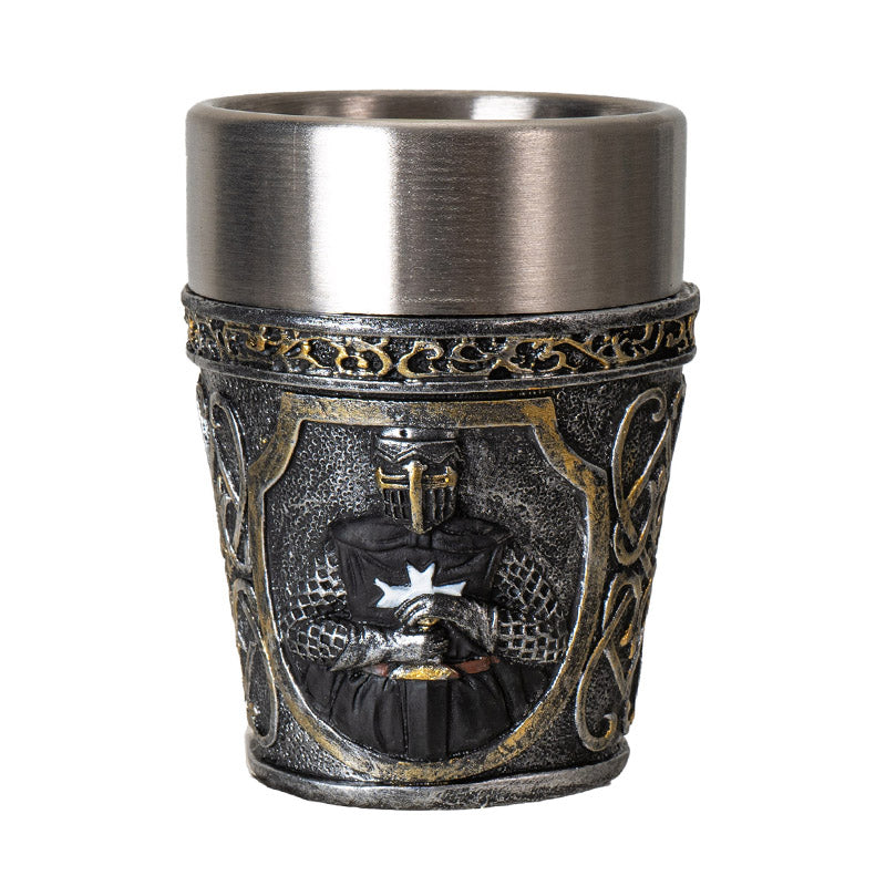 Black Medieval Knight Shot Glass with Armor Design