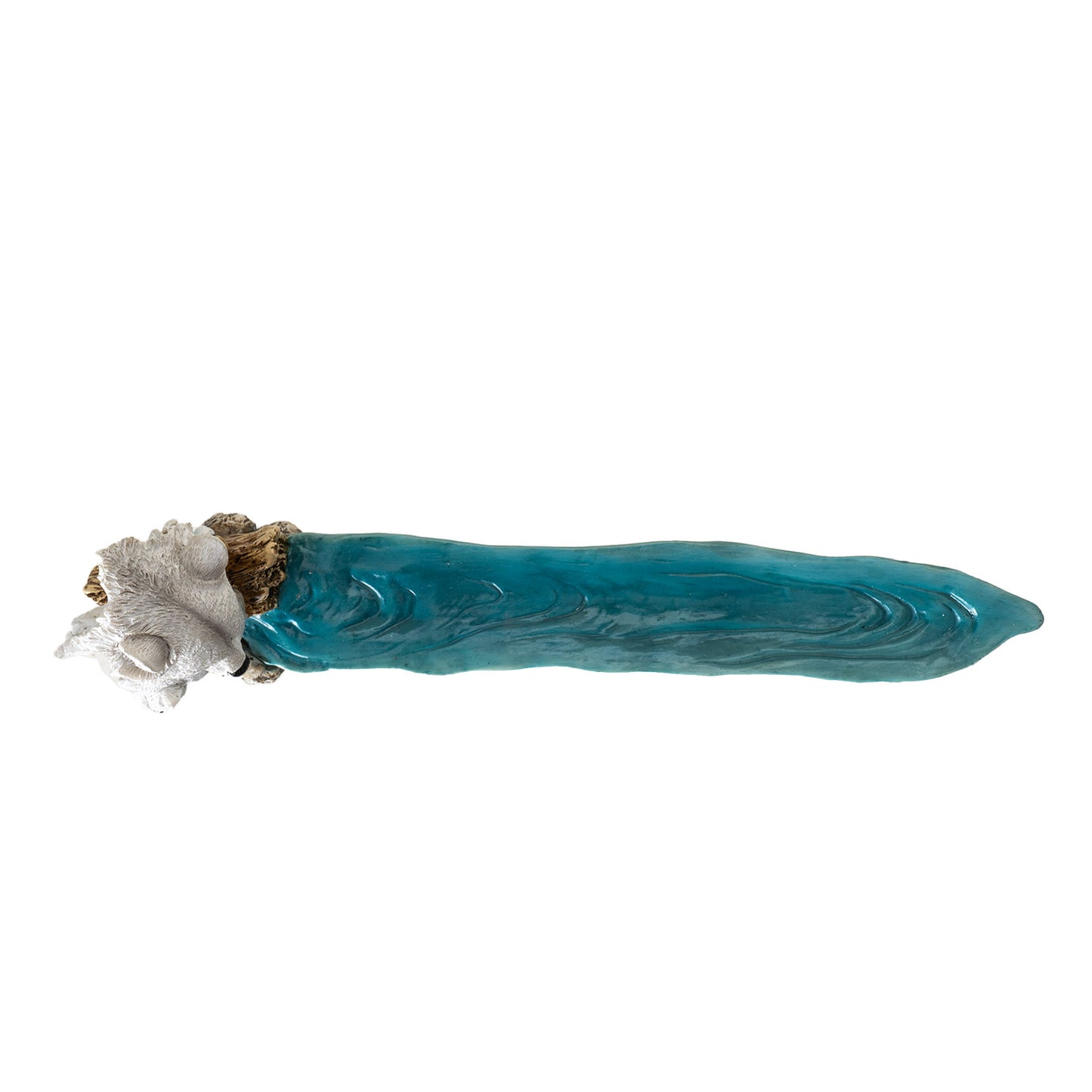 White Wolf and Pup 11.1" Long Incense Holder with Water Stream