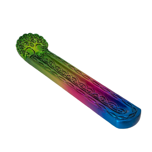 Tree of Life 9.84" Long Incense Holder with Colorful Ombre Finish