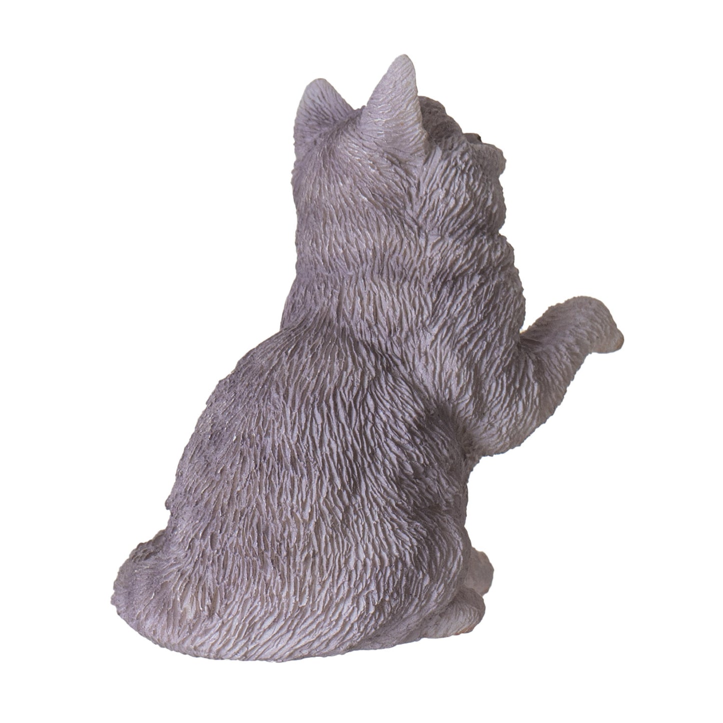 Short Hair 2.1" Tall Kitten Figurine Adorable Sitting Cat with Raised Paw for Home Office or Living Room Decor
