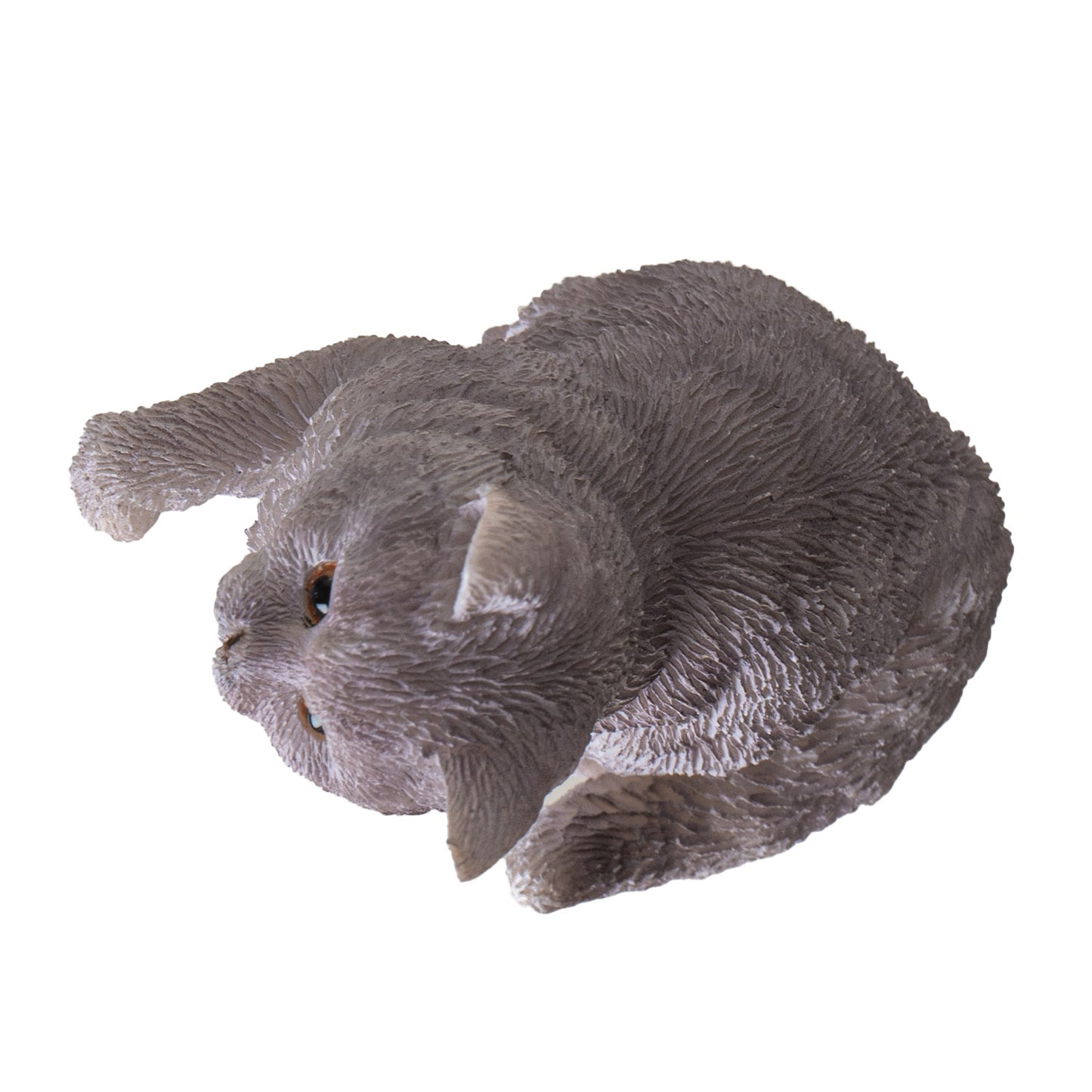 Short Hair 2.1" Tall Kitten Figurine Adorable Sitting Cat with Raised Paw for Home Office or Living Room Decor