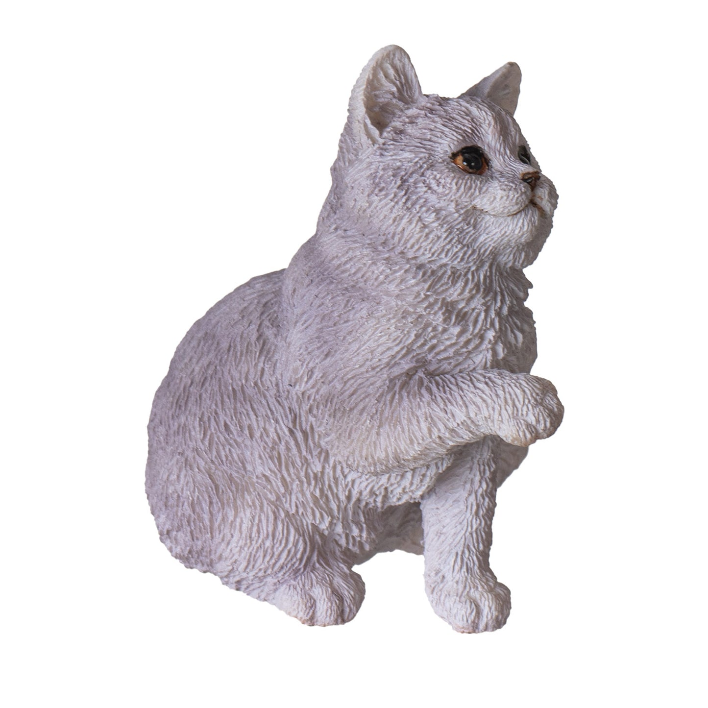 Short Hair 2.1" Tall Kitten Figurine Adorable Sitting Cat with Raised Paw for Home Office or Living Room Decor