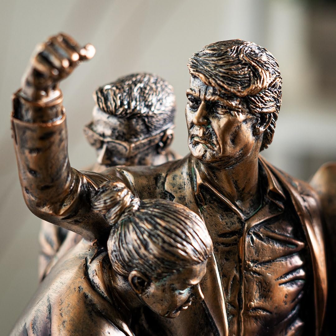 Pacific Giftware Trump Fight Fight Fight Resin Figurine Detailed Bronze Finish Depicting Iconic Moment Collectible Featuring American Flag Patriotic Trump Statue for Home Decor and Gift 15" Tall