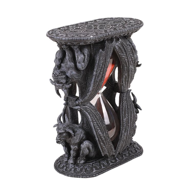 Dual Winged Gothic Ram Gargoyle Reverseable Sandtimer Resin Figurine Statue