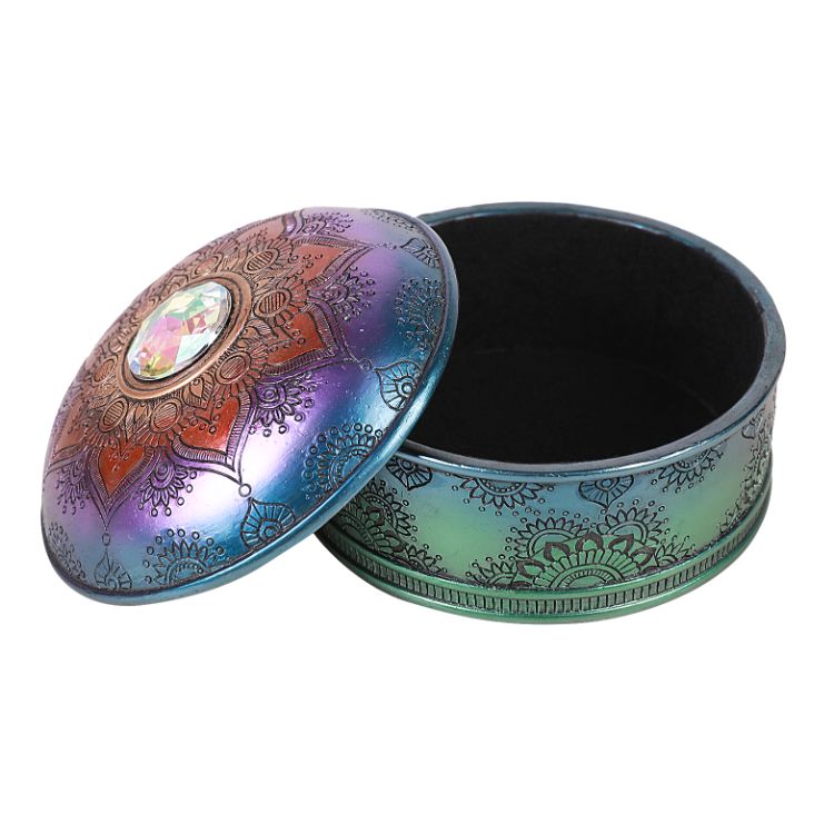 Pacific Giftware Colorful Mandala Trinket Jewelry Box Resin Home Decor