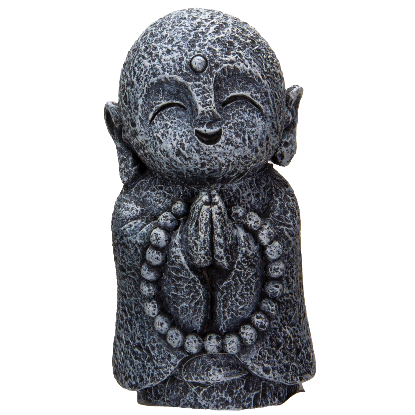 Eastern Enlightenment Happy Japanese Jizo Monk Praying with Mala Prayer Beads Resin Figurine