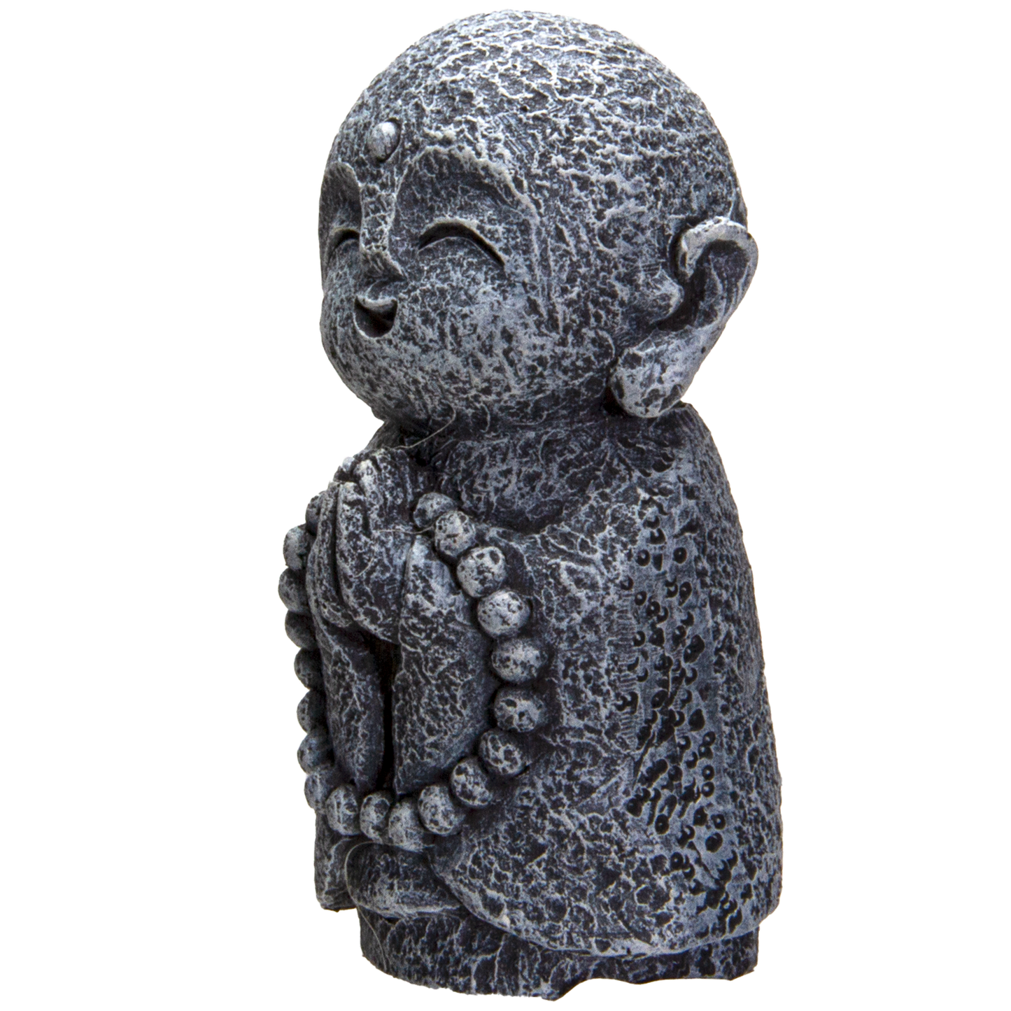 Eastern Enlightenment Happy Japanese Jizo Monk Praying with Mala Prayer Beads Resin Figurine