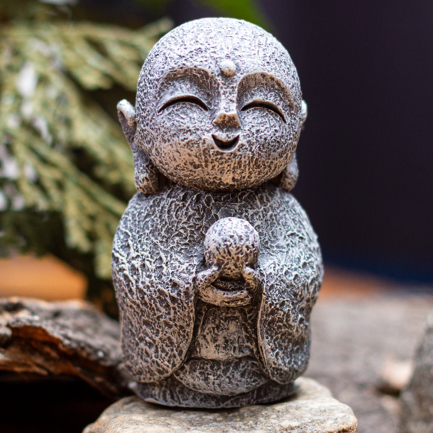 Eastern Enlightenment Happy Japanese Jizo Monk with Wealth Ball Resin Figurine