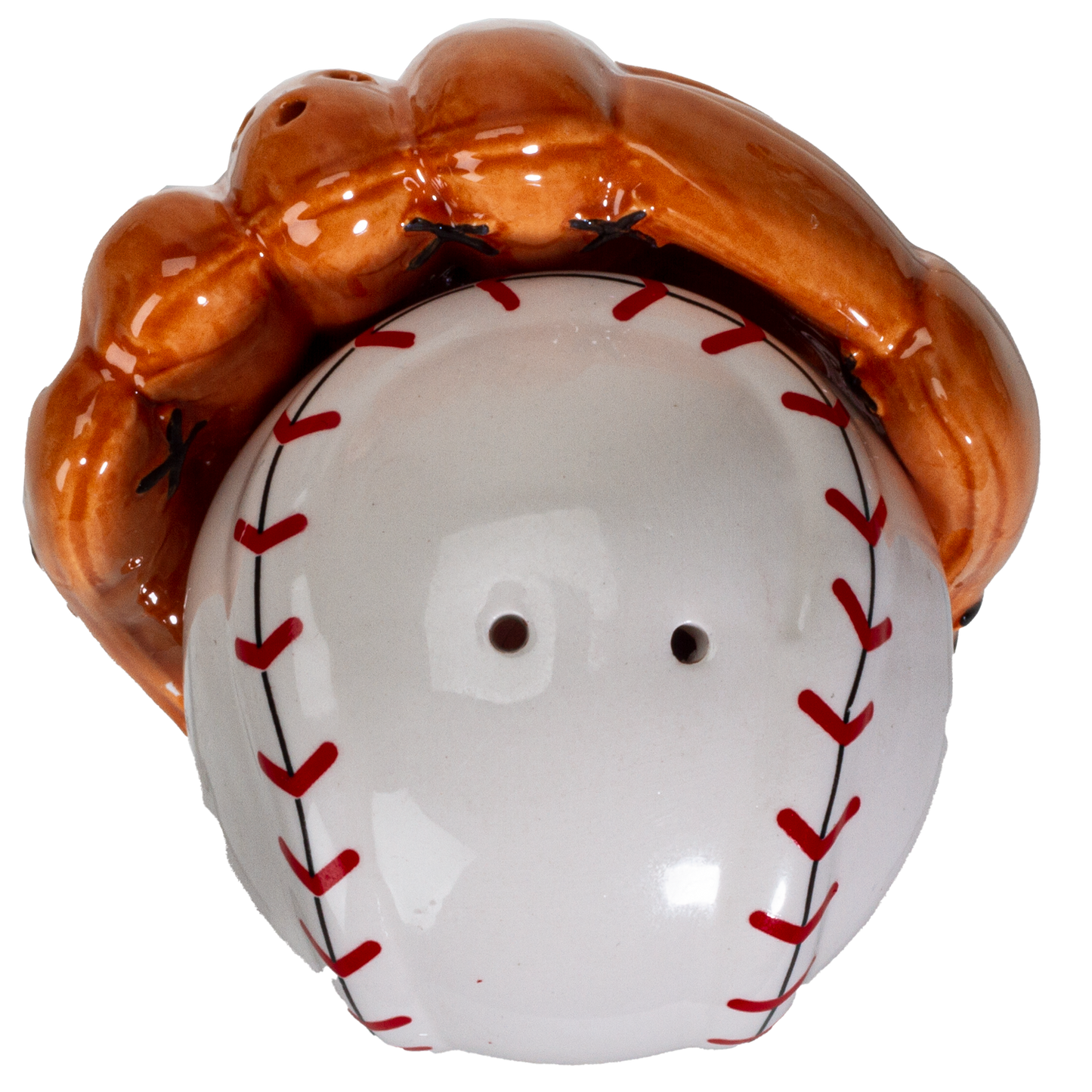 Baseball Caught in a Mitt You're OUT Ceramic Salt and Pepper Shakers Set