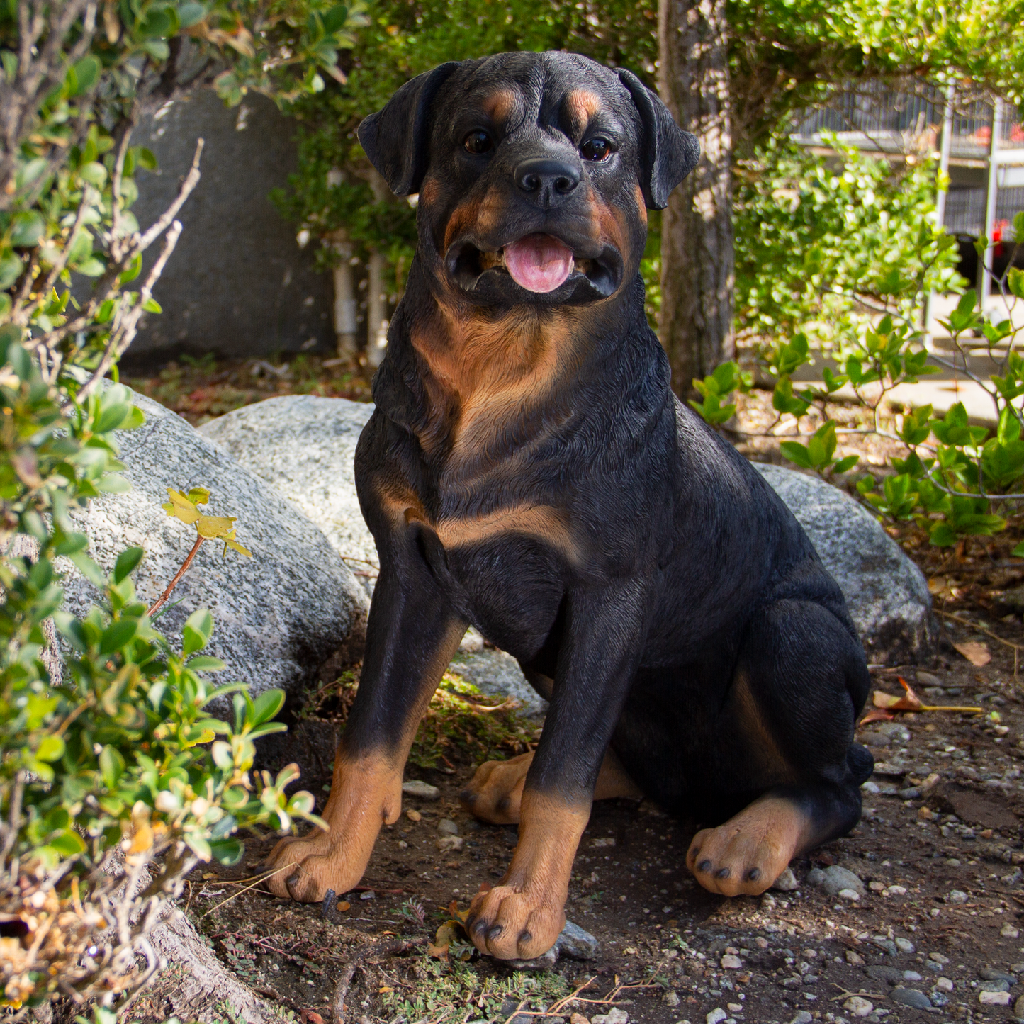 Realistic Large Rottweiler Dog Resin Figurine Statue