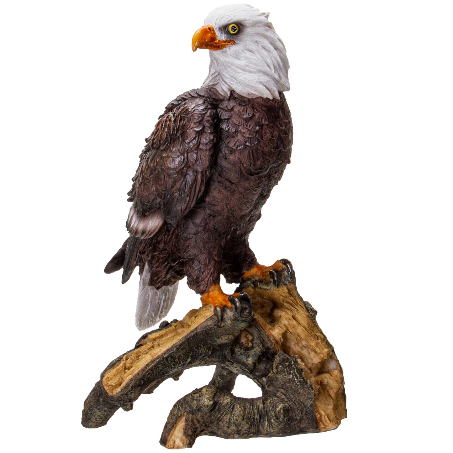 American Eald Eagle Perching on Tree Branch Resin Figurine Statue